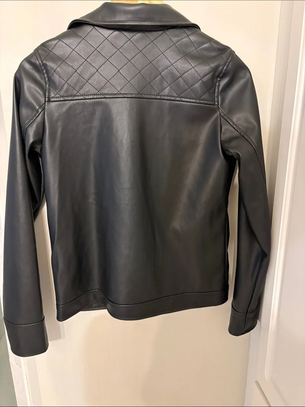 Black Faux Leather Moto Jacket Girls XL 14/16